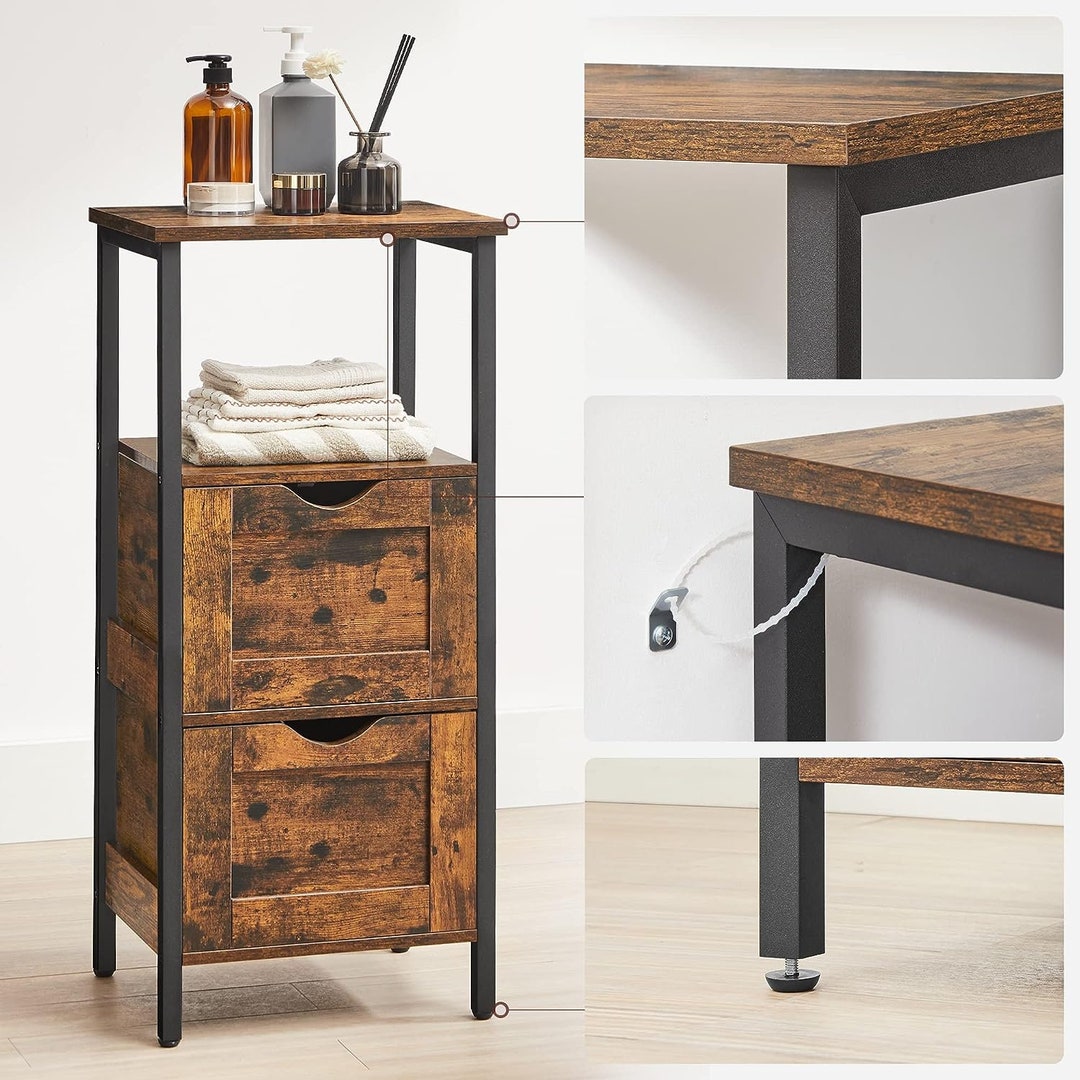 Wooden Bathroom Storage Cabinet, Slim Bedroom Storage Cabinet With 2 ...