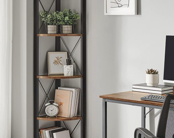 5tier Freestanding Corner Shelf Industrial Bookshelf Unit Etsy UK