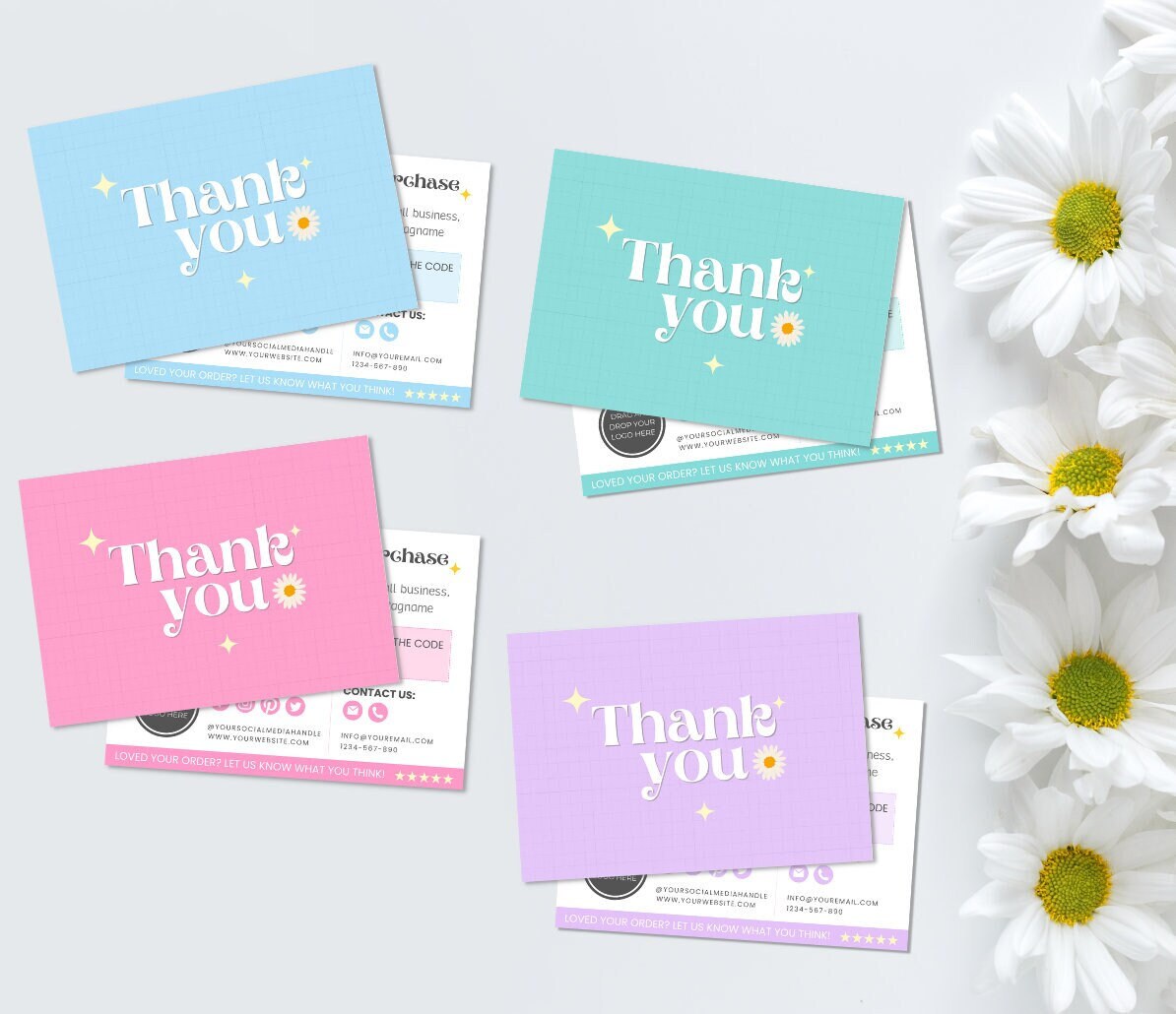 EDITABLE Business Thank You Card Canva Template Pastel Colored Thank ...