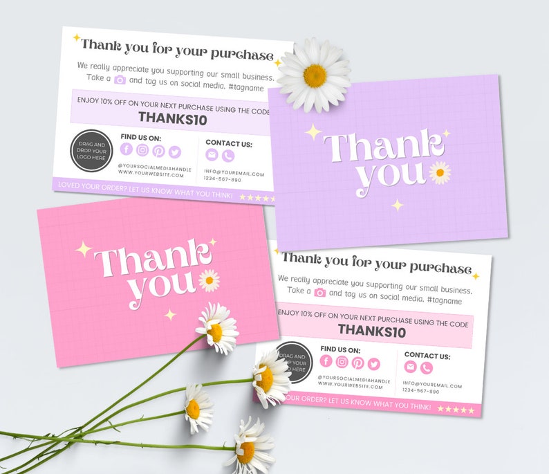 EDITABLE Business Thank You Card Canva Template Pastel Colored Thank ...