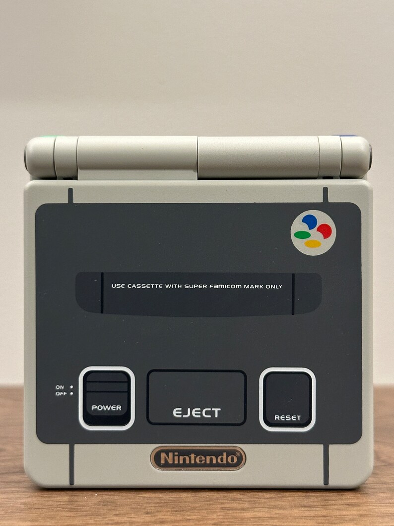 Game Boy Advance SP Modded Laminated V5 IPS Backlit Display SNES Themed Shell Upgraded 950mah
