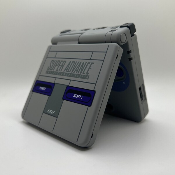 GameBoy Advance SP | Modded GBASP | V5 Laminated IPS Backlit Display | eXtremeRate SuperNES Themed Shell | Upgraded 950mAh Battery