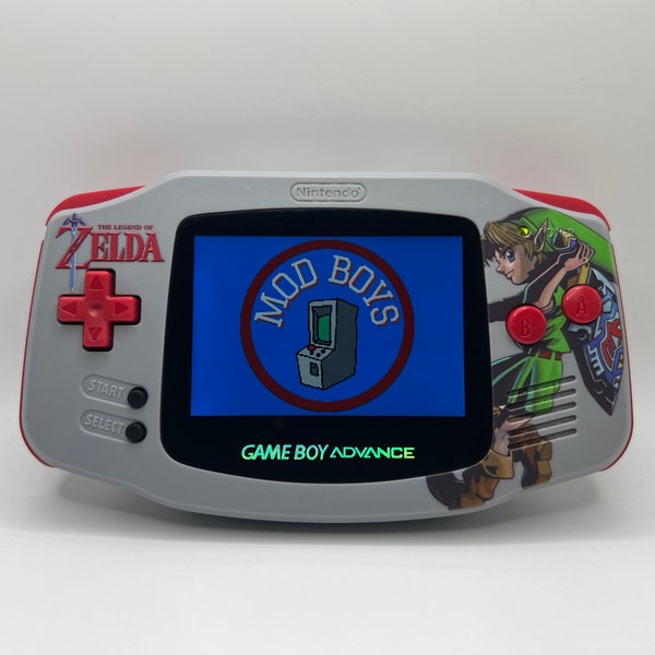 GameBoy Advance | Modded GBA | Zelda Theme |Hispeedido Laminated V5 IPS Backlit Display |  UV Print Shell