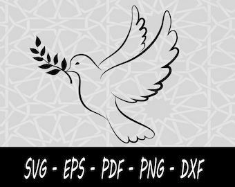 鳩のベクター、鳩のクリップアート、シルエット カメオまたは Cricut 用の鳥の SVG ファイル、鳩のロゴ、鳥のベクター、平和の SVG 鳥の SVG、DXF、EPS、PNG Pdf