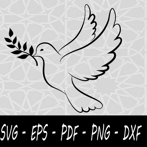 Dove Vector, Dove Clipart, Bird SVG Files For Silhouette Cameo Or Cricut, Dove logo, Bird Vector, Peace Svg Bird Svg, Dxf, Eps, Png Pdf