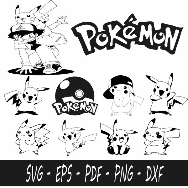 pokemon svg, pokemon png bundle, pokemon clipart, pikachu bundle pikachu svg, Pikachu Set, svg, png, eps, dxf, pdf