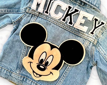 Magical Park Patch Jean Jacket | Mouse Patch | Name Patch Jacket | Toddler Boys Custom Jean Jacket | Personalized Custom Denim Jacket Kids