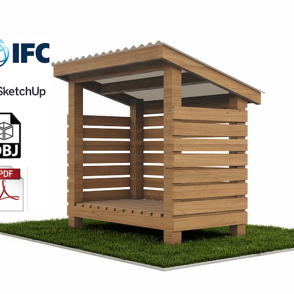 Firewood Shed Plans 3d model