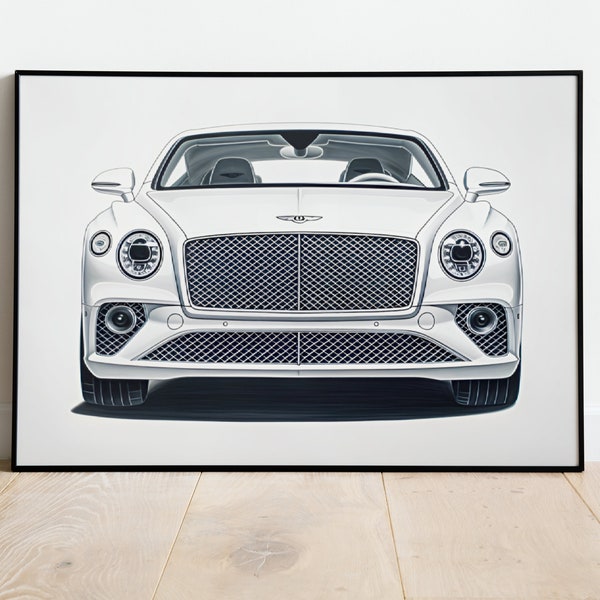 Bentley Continental GT framed poster for car lover gift custom Bentley drawing poster modern wall art decor wall art gift old money art