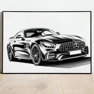 Mercedes AMG GT Coupe instant download digital image poster for car lover, boyfriend gift, custom car drawing