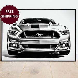 Ford Mustang print poster for car lover gift custom mustang drawing custom poster modern wall art decor mustang wall art for living room