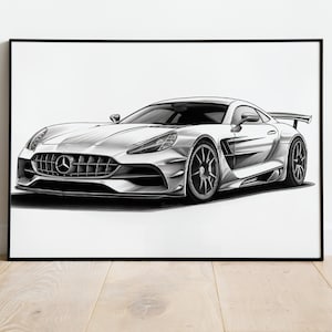 Mercedes Benz GT Coupe Concept instant download digital image poster, boyfriend gift custom car drawing, digital artistic artistic car print