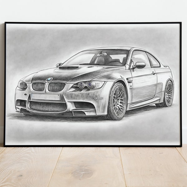 BMW M3 instant download digital image poster for car lover,gift for boyfriend, custom car poster digital print modern wall art decor