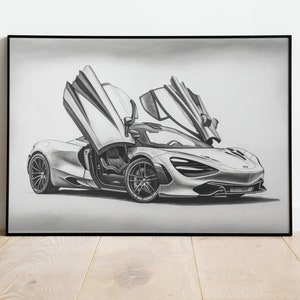 McLaren 720S gerahmtes Plakat für Autoliebhaber Geschenk kundenspezifisches Autoplakat moderne Wanddekorwandkunst für Wohnzimmer alte Geldkunst