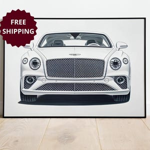 Bentley Continental GT framed poster gift for car lover custom Bentley drawing poster modern wall art decor wall art gift old money art