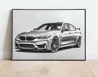 BMW M3 instant download digital image poster for car lover,gift for boyfriend, custom car poster digital print
