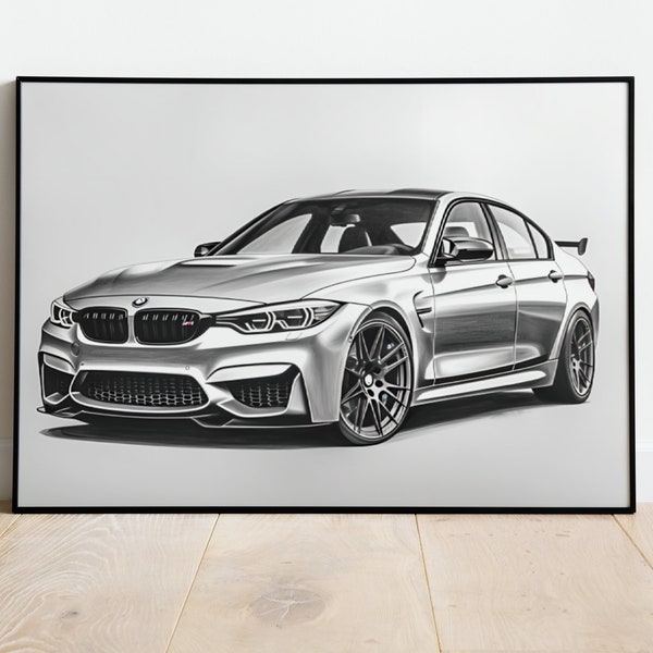 BMW M3 instant download digital image poster for car lover,gift for boyfriend, custom car poster digital print