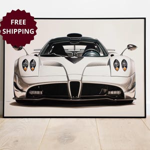 Pagani Huayra framed poster gift for car lover, custom pagani framed poster, modern wall art decor pagani, for living room