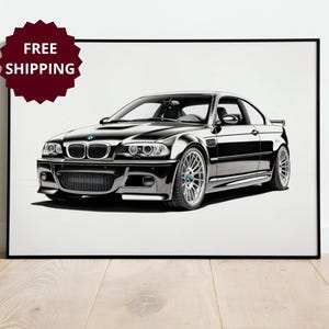 BMW M3 framed poster gift for boyfriend custom car framed BMW M3 poster modern wall art decor for garage or office wall art