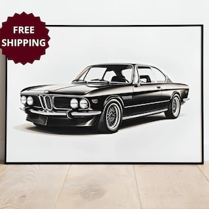 BMW CLS framed poster gift for car lover, custom bmw drawing custom bmw poster modern wall art decor, bmw for living room