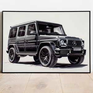 Mercedes Benz G Wagon instant download digital image poster, boyfriend gift custom car drawing, digital artistic artistic car print wall art