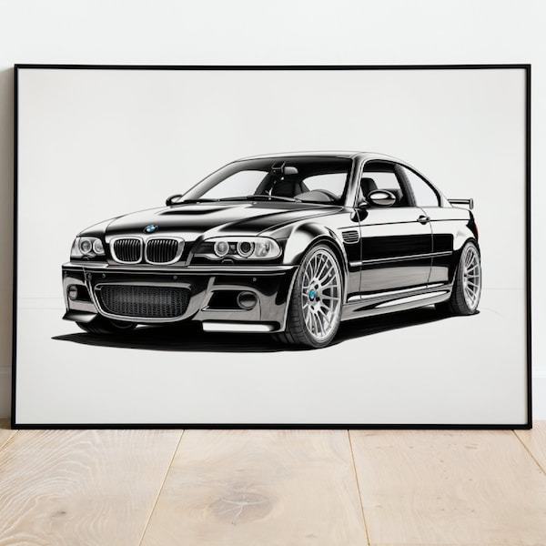 BMW M3 instant download digital image poster for car lover, father's day gift, boyfriend gift, custom car poster digital print garage art