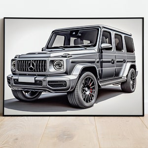 G Wagon AMG instant download digital image poster for mercedes lover, boyfriend gift, custom car drawing, digital car print