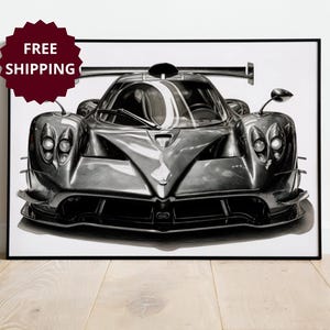 Pagani Huayra framed poster for pagani lover, custom pagani framed poster modern wall art decor pagani wall art for living room