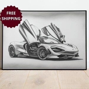 Póster enmarcado McLaren 720S para amantes de los automóviles, regalo, póster de automóvil personalizado, arte de pared moderno, decoración de pared para sala de estar, arte de dinero antiguo