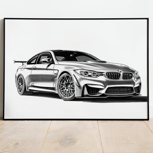 BMW M4 Sofort-Download Digitalbild Poster für Auto-Liebhaber,Geschenk für Freund, benutzerdefiniertes Auto Poster Digitaldruck