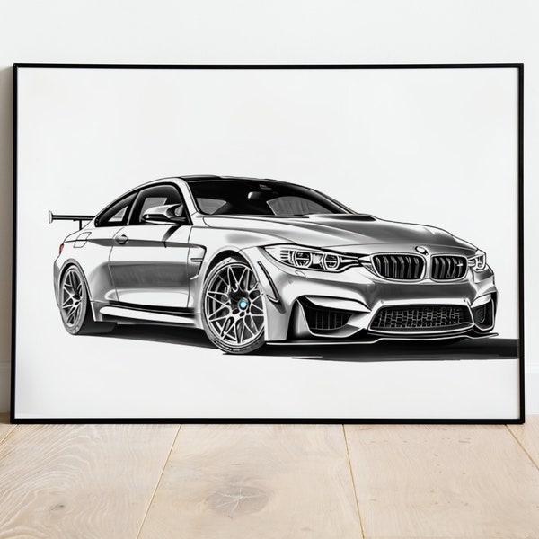 BMW M4 instant download digital image poster for car lover,gift for boyfriend, custom car poster digital print