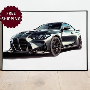 BMW M4 framed poster for bmw lover gift custom bmw poster modern wall art decor wall art for garage