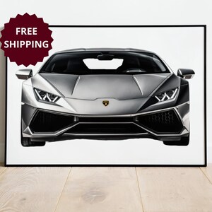 Lamborghini Huracan framed poster gift for boyfriend custom car framed lambo poster modern wall art decor for garage or office old money art