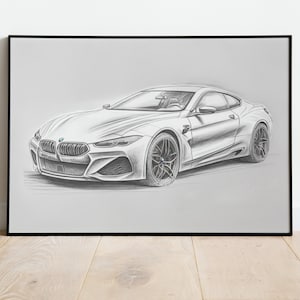 BMW M8 Sofortiger Download digitales Bild Poster für Auto-Liebhaber, Freund Geschenk, benutzerdefinierte Auto Zeichnung Auto Druck
