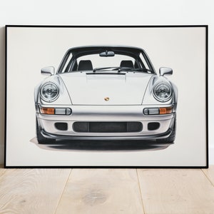 ポルシェ911の額入りポスター、車好きの方へのギフト、カスタムポルシェ911の絵のポスター、モダンな壁アート、装飾、壁アート、ギフト、オールドマネーアート