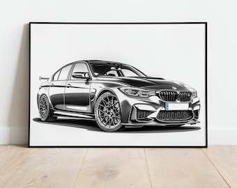 BMW M3 instant download digital image poster for car lover, bmw gift, custom car poster digital print