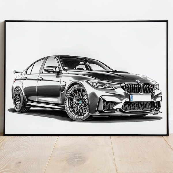 BMW M3 instant download digital image poster for car lover, bmw gift, custom car poster digital print