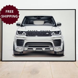 Range Rover Sport framed poster for car lover gift hand drawn custom range rover drawing modern wall art decor gift old money art for garage