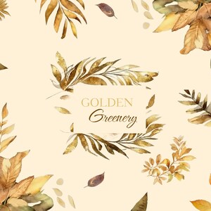 Gouden groen, een verzameling groen, bladeren, kransen, aquarelontwerpen en accenten, perfect voor bruiloften, uitnodigingen en gelegenheden.