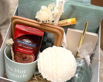 Hug In A Box, Encouragement Gift, Mom Gift Set, Hygge Gift Box, Thinking Of You Box, Cozy Care Package, Self Care Basket, Blanket Gift Box