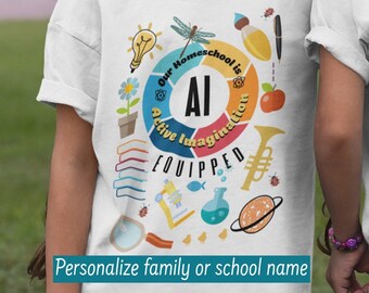 Personalized homeschool child tee Family matching shirt School custom tshirt Funny AI t-shirt Homeschooling kids Siblings group T