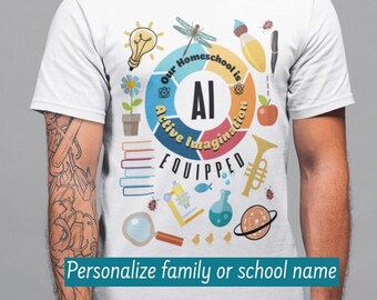 Personalized homeschool unisex tee Family matching shirt Mom custom tshirt Funny AI t-shirt Homeschooling dad tee Siblings Fun group tshirt