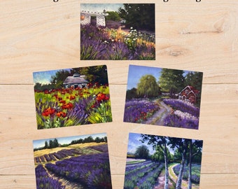 blank lavender card assortment Sequim lavender greeting card assorted Washington state blank card pack flower garden art cards blank set