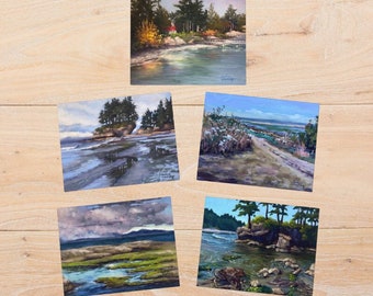 blank seascape card assortment Sequim ocean greeting card assorted Washington state blank card pack winter theme cards blank note card sea