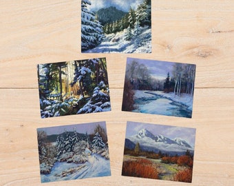 blank winter card assortment snow mountains greeting card assorted Washington state snow blank card pack winter theme cards blank Christmas