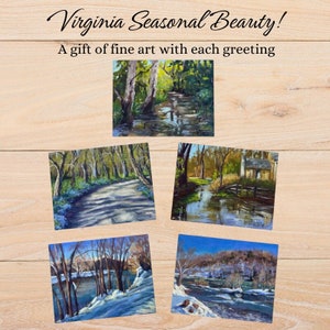 Lege seizoenen in Virginia kaartenassortiment rivier wenskaart sneeuwassortiment cadeaubonnen landschap blanco winterkaart pak elke gelegenheidskaarten