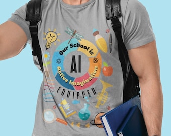 Personalized School adult Unisex teacher tee Matching school shirt Custom tshirt Funny AI t-shirt School teacher tee School name group shirt