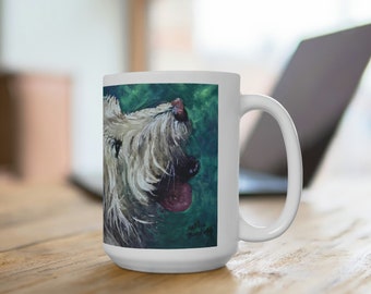 Fun coffee mug gift cute dog Animal gift mug animal lover gift Farmer dog gift Woman rancher mug Dog art coffee Mug scruffy dog mug gift