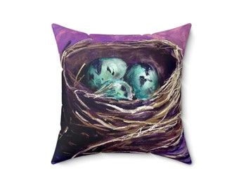 Decorative pillow couch gift bird nest pillow decorative bed pillow gift woman home decor gift man house gift pillow nature