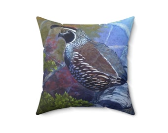 Decorative pillow couch gift quail lover pillow decorative animal lover pillow gift woman home decor gift man nature lover gift